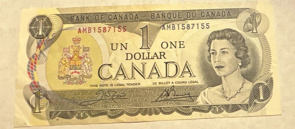 1973 Canada $1 Banknote Lawson-Bouey AMB1587155 Crisp AU Queen Elizabeth II